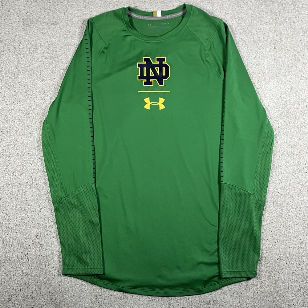 Notre Dame Shirt Mens M Under Armour Fitted Team Issued Long Sleeve Irish